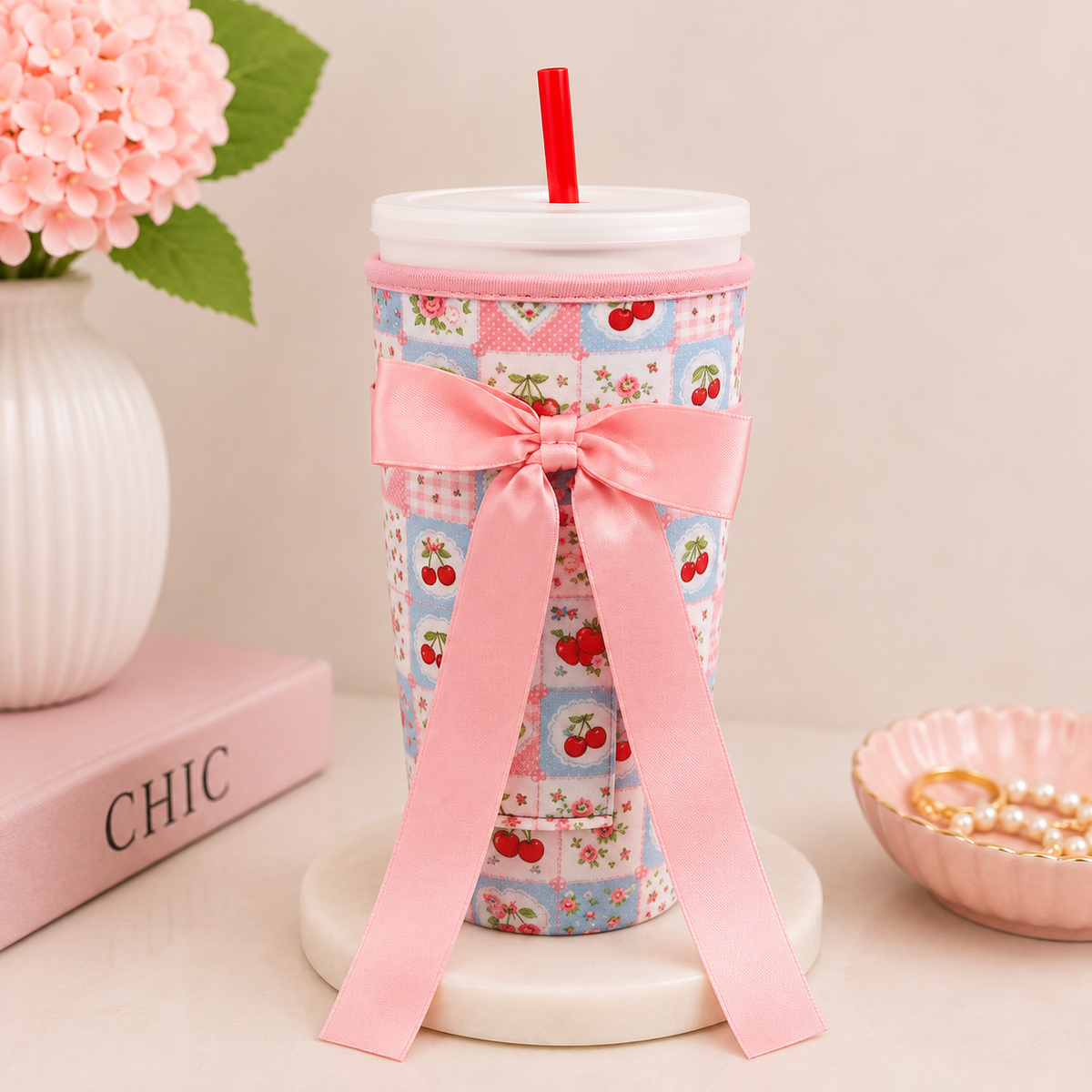 Cherry Quilt Drink Sleeve- 32-42oz
